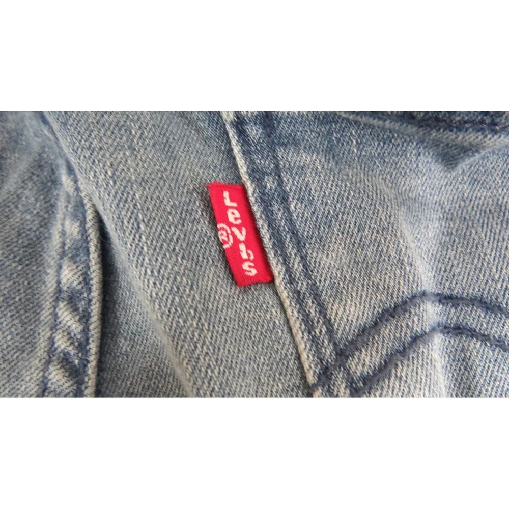 Levis Mid Rise Skinny Jeans Womens Blue Distressed Stretch Embroidered Denim 28 - Picture 10 of 12